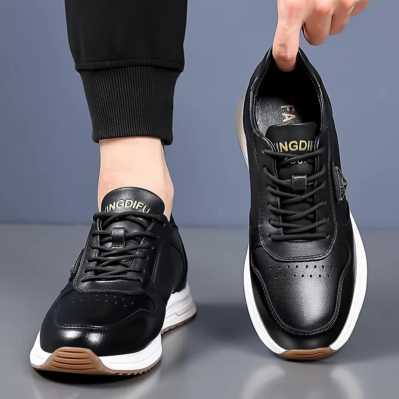 Cavento Sneaker mit Slip-On und Schnürung – Freizeitschuh mit Lederoberfläche und Profilsohle