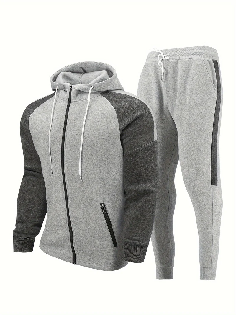 Velcano Trainingsanzug Set mit Kapuze und Reißverschluss – Zweiteiliges Freizeit Set