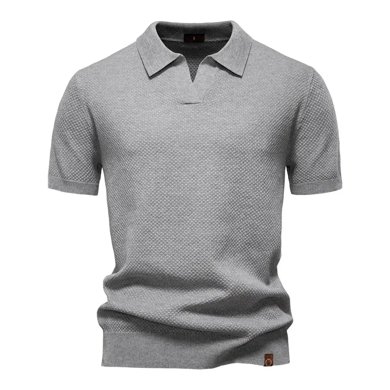 Calviro Polo Herren kurzarm Polyester Viskose Kragen mit Knopfleiste einfarbig