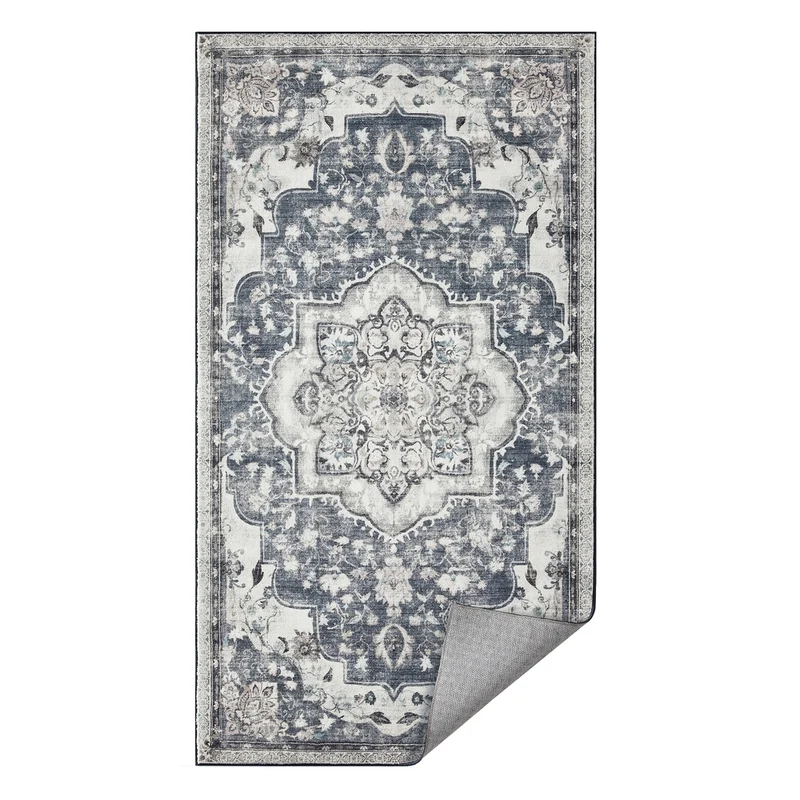 SONGMICS Wohnzimmerteppich Waschbar rutschfest, Boho, 80 x 150 cm, Kurzflor Teppich Faltbar, Dekoration für Schlafzimmer