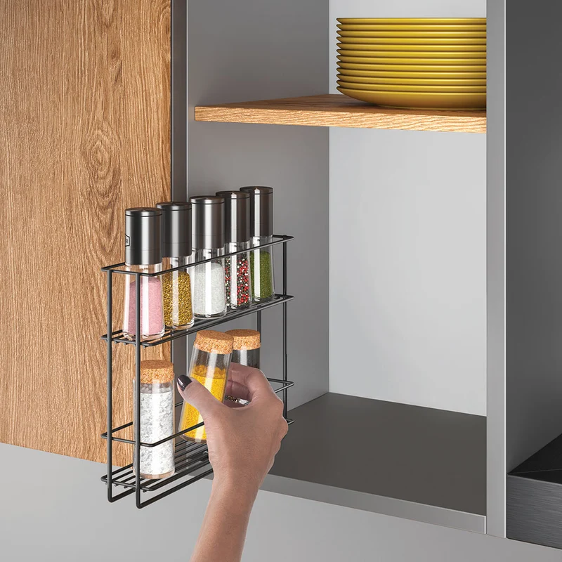 Gewürzregal ausziehbar grau Metaltex - Smart Kitchen