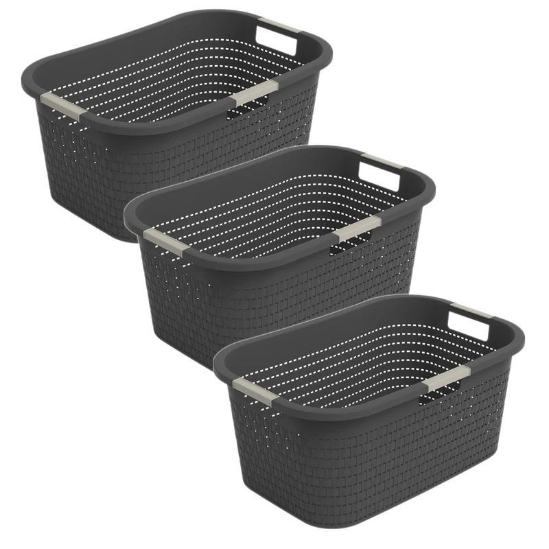 3er Set Country Wäschekorb 40l 3tlg.