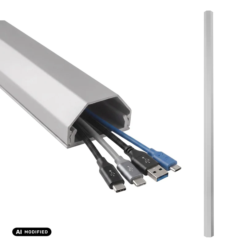 Maclean-Kabelabdeckleiste aus Aluminium, 33 x 18 x 750 mm, silber, MCTV-897 S