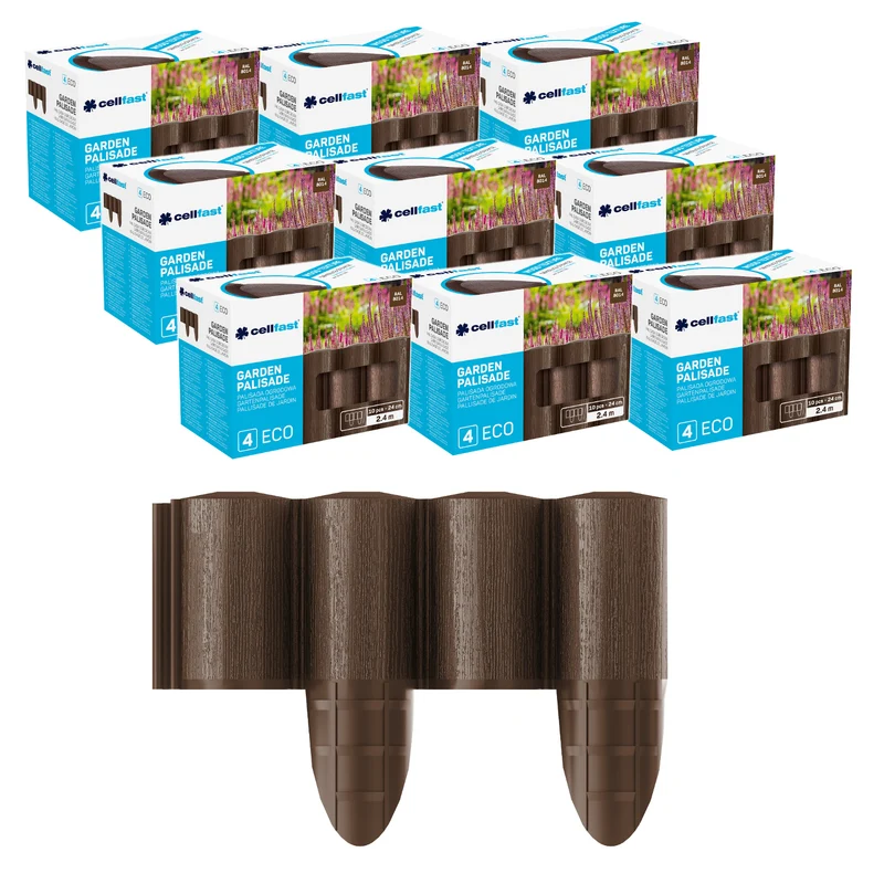 Cellfast-Gartenzaun, Holzoptik, frostbeständig, Länge 21,6 m, Farbe: Braun, 34-031
