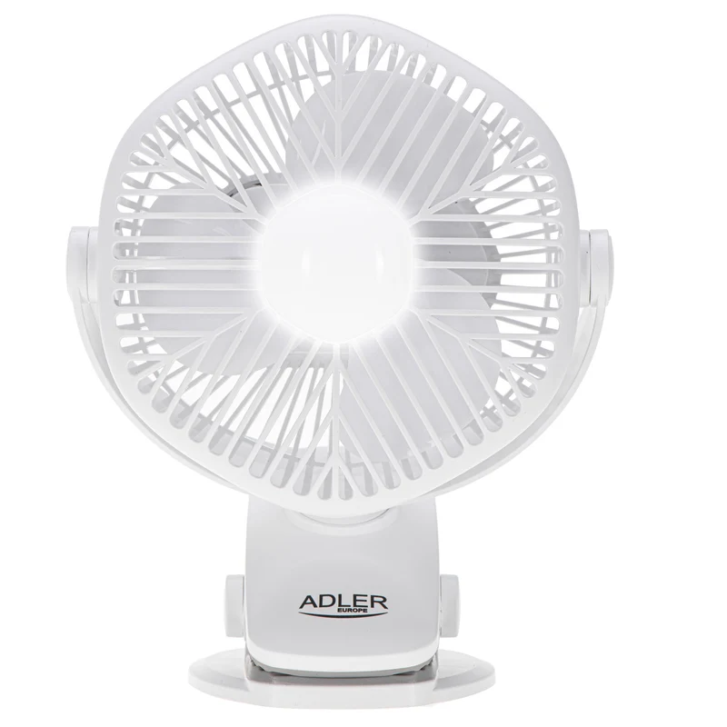 5"/12,7 cm Akku-Ventilator mit Clip – USB / LED, AD 7335, Adler
