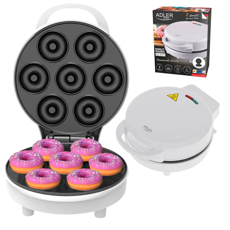Krapfenmaschine Adler, für 7 Krapfen, Antihaftbeschichtung, weiß, 1500W, AD 3075