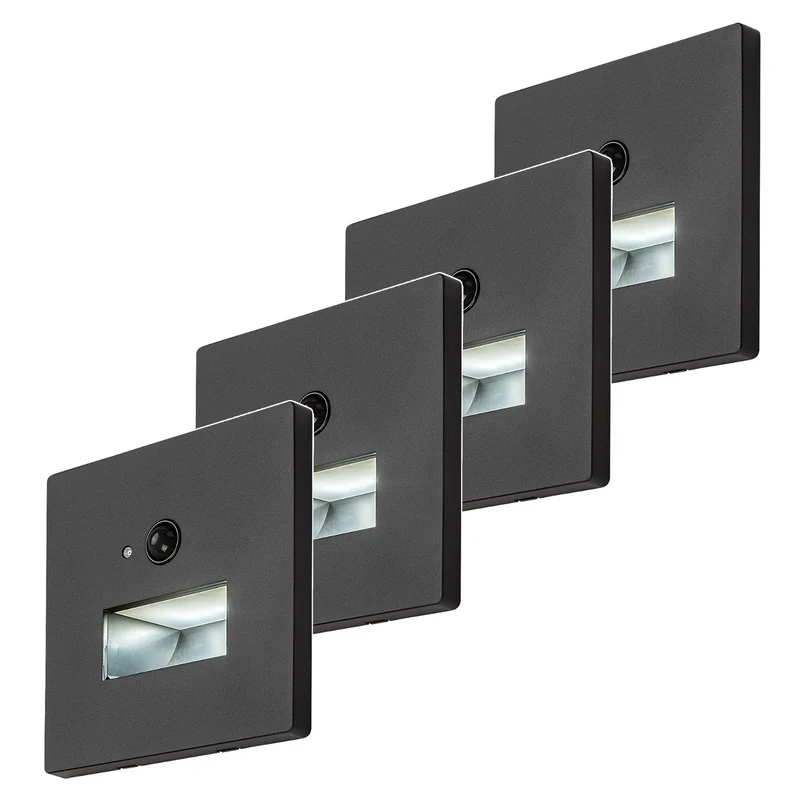 Lunca LED-Lampe 1 W, IP20, schwarz, 3000, 4500, 6500 K, Bewegungsmelder, Lichtsensor, 77197, 4 Stück