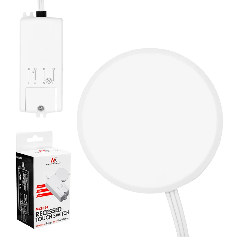 Maclean Unterputz-Touchschalter, <40 mm, 110–240 V AC, max. Belastbarkeit 600 W für LED, MCE824