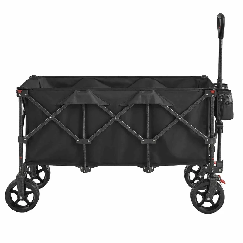 Faltbarer Handwagen mit Griff, Bollerwagen, 4 abnehmbare Rollen