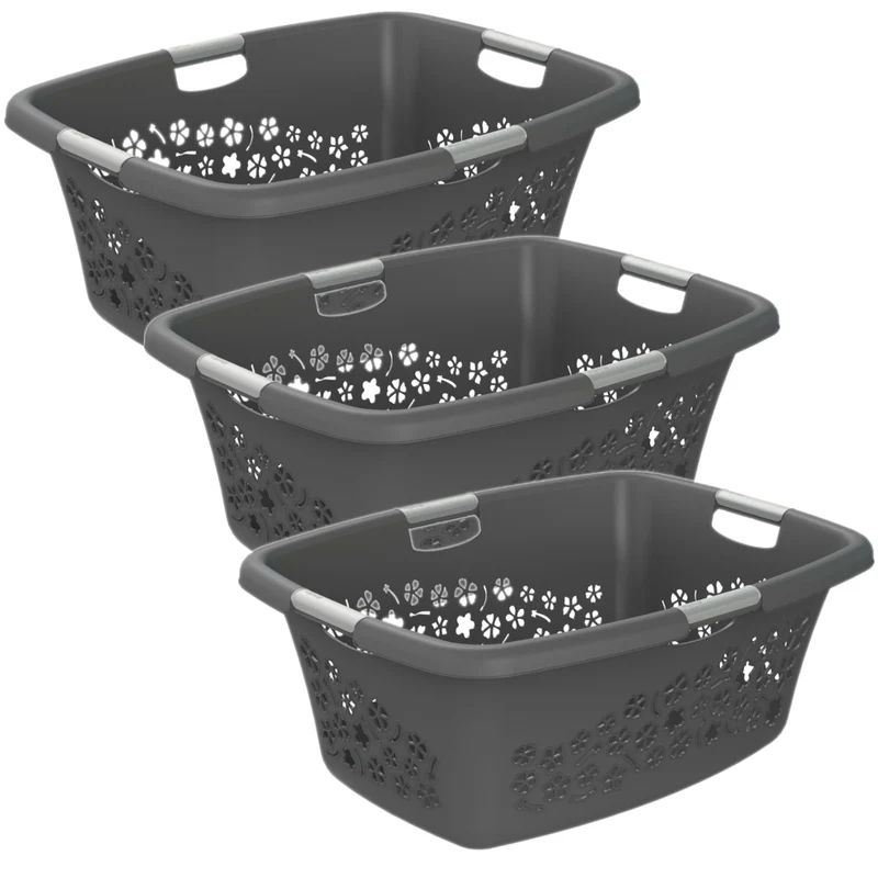 3er Set Wäschekorb 50 l FLOWERS