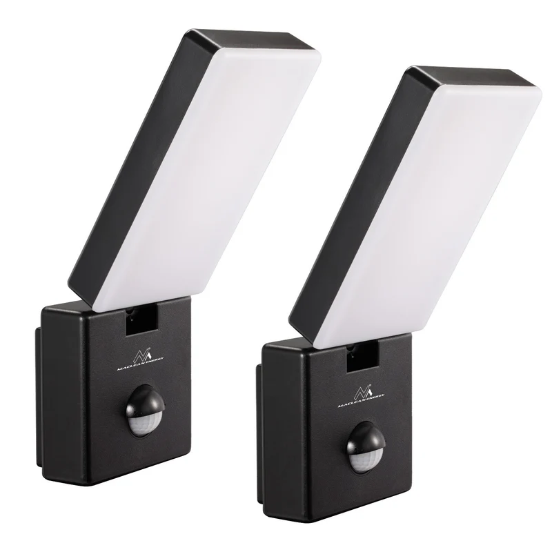 Maclean LED-Leuchte mit Bewegungsmelder, PIR-Bewegungsmelder, Farbe: Schwarz, 10 W, IP65, 800 lm, Lichtfarbe: Neutralweiß (4000 K) MCE516 B, 2 Stück