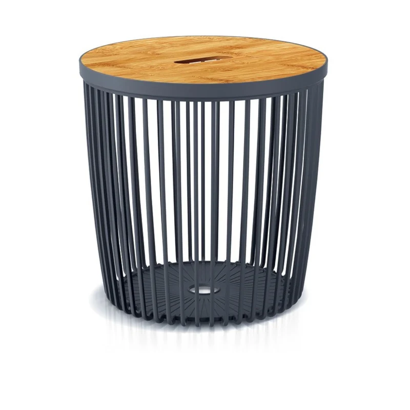 Clubo Beistelltisch mit Stauraum Korbfunktion Wohnzimmer Tisch Sofatisch Drahtkorb Modern Anthrazit (25L)