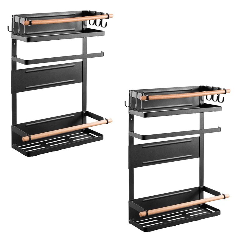 Maclean Magnetablage für Kühlschrank/Waschmaschine, schwarz, 12kg max, MC-910, 2 Stück