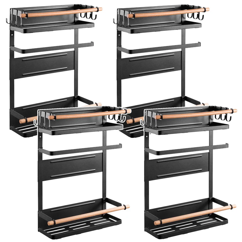 Maclean Magnetablage für Kühlschrank/Waschmaschine, schwarz, 12kg max, MC-910, 4 Stück