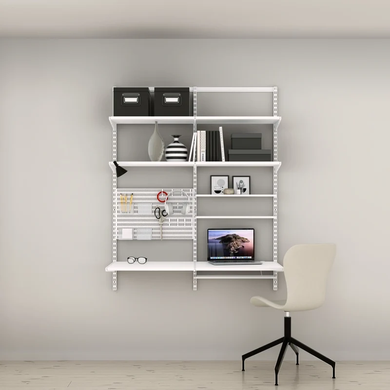 Elfa Home Office Opstelling met Opbergbord en Planken - 124,8 cm