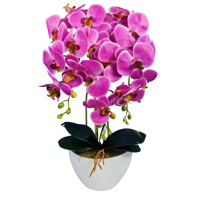 Damich künstliche Orchidee, rosa, aus Gummi, 3pgoc