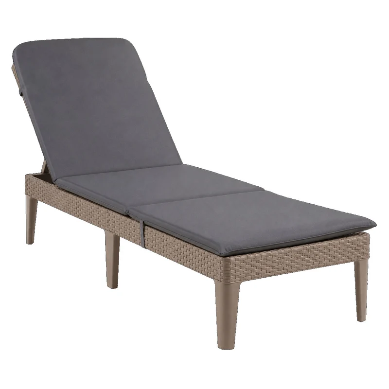 Verstellbare Gartenliege „Jaipur Sun Lounger“ in Cappuccino + Liegenkissen „Jaipur“, Farbe Dunkelgrau, Stoff S-500, Größe 190 x 60 cm