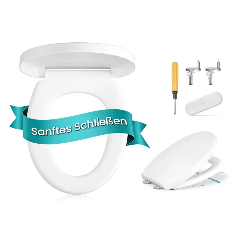 Toilettensitz mit Absenkautomatik und Abnehmbarem Deckel