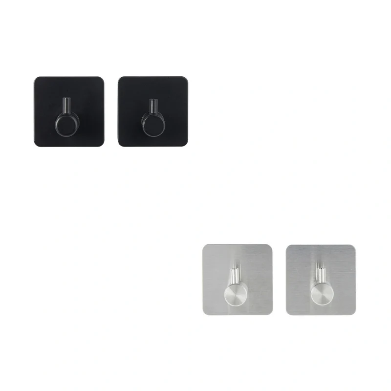 Zwart of Zilver handdoekhaakje zelfklevend 2 stuks Five® (kleurkeuze niet mogelijk)
