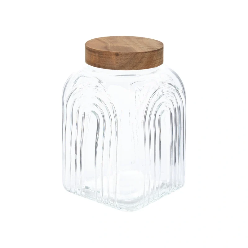 Decoratieve glazen voorraadpot 4 liter Acacia deksel Five®