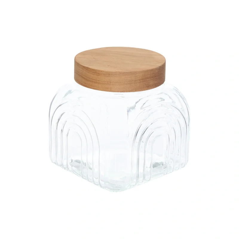 Decoratieve glazen voorraadpot 2.4 liter Acacia deksel Five®