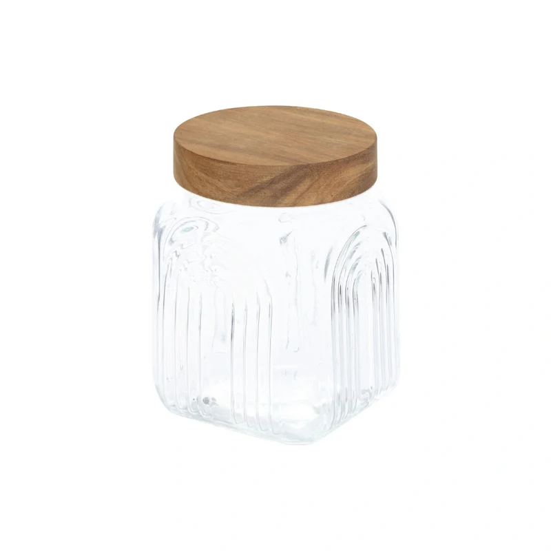 Decoratieve glazen voorraadpot 1 liter Acacia deksel Five®