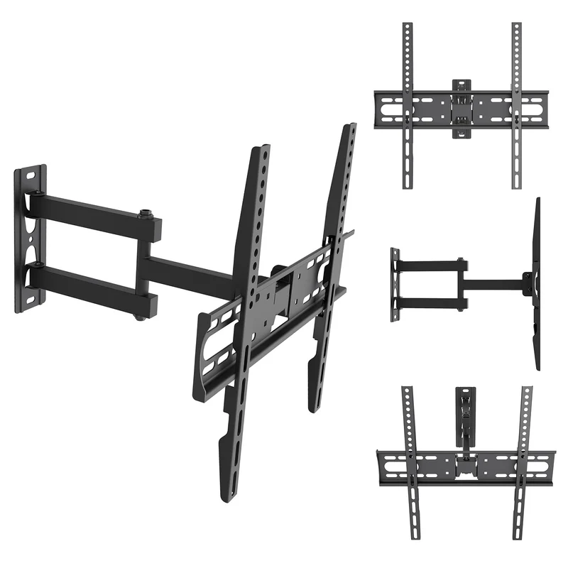 Maclean TV-Halterung/Aufhängung, max. VESA 400x400, 32–55", bis zu 30 kg, schwarz, Neigungsverstellung +2° bis -10° und Schwenkverstellung +90° bis -90°, MC-191