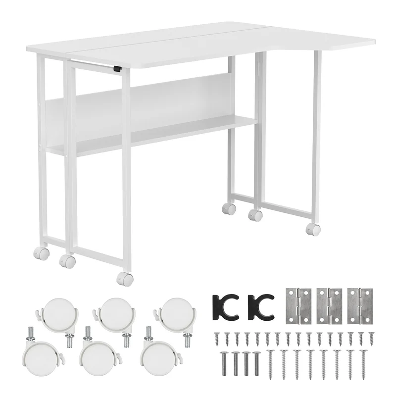 Klappschreibtisch / Beistelltisch Maclean, weiß, mobil, 100 x 73 cm, max. 50 kg, eckig, L-Form, MC-126 L/W
