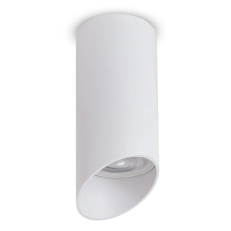 Maclean Anbauleuchte/Rohr, Spot, rund, Aluminium, GU10, 55x130mm, weiß, MCE360 W+LED Leuchtmittel GU10 7W Maclean Energy MCE437 WW warmweiß 3000K, 220-240V~, 50/60Hz, 490 Lumen