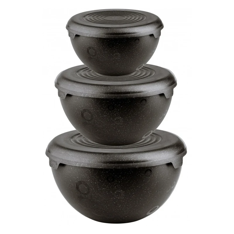 Praktisches Schüssel-Set, Kunststoff, 1,5l 3l 6l, schwarz, 10031298