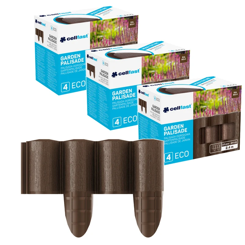 Cellfast-Gartenzaun, Holzoptik, frostbeständig, Länge 7,2 m, Farbe: Braun, 34-031