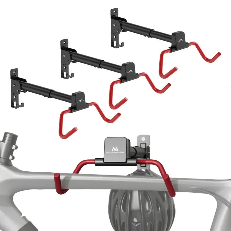 Maclean Fahrradhalterung / Wandhalterung, horizontal, Stahl, max. Belastbarkeit 30 kg, Winkelverstellbar, MC-172, 3 Stück