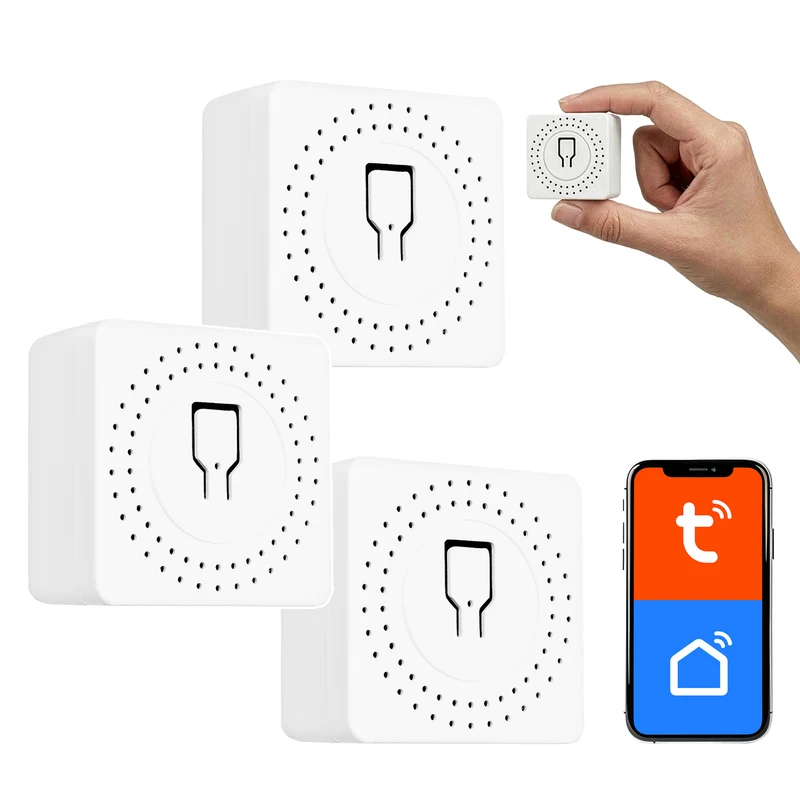 GreenBlue WLAN-Einbaurelais, Android/iOS/Alexa/Google Home, 100–240 V AC, 50/60 Hz, max. 16 A, für LED 150 W, GB739, 3 Stück