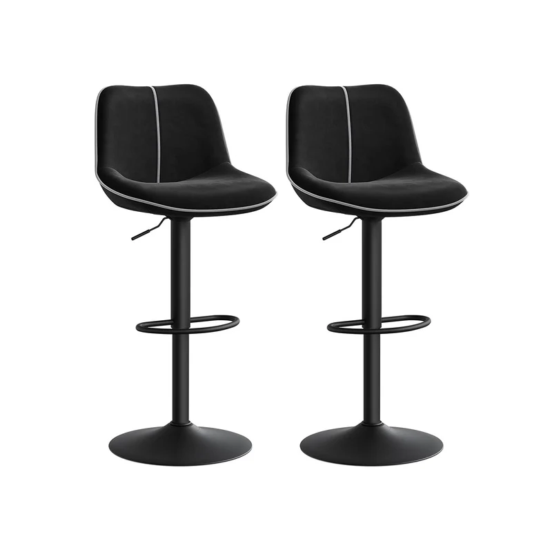 Barhocker Set höhenverstellbar mit drehbarer Sitzfläche und Samtbezug