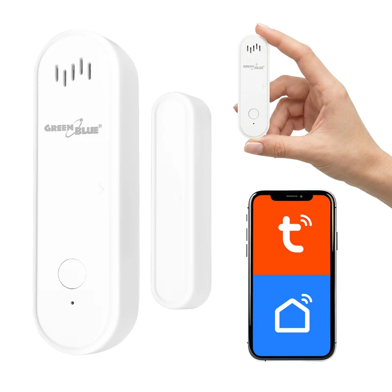 Drahtloser Reed-Schalter / WiFi-Öffnungssensor von GreenBlue, Android/iOS, für Türen / Fenster, 3,0 V DC, LR03x2, mit Alarm, GB478