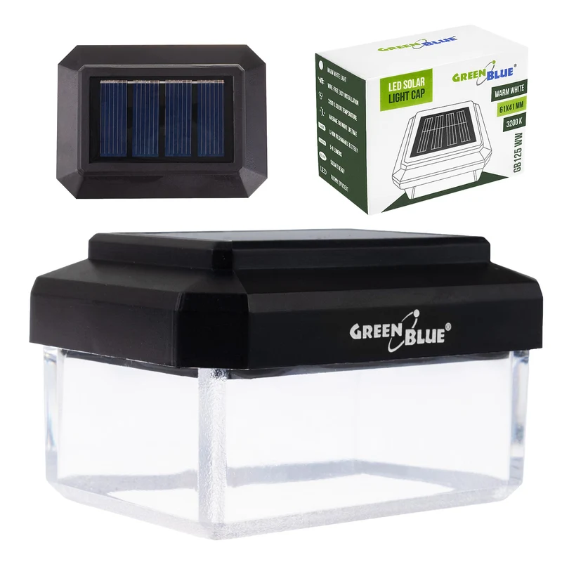 GreenBlue LED-Solarlampe für Pfosten, 60 x 40 mm, Briefumschlag-Abdeckung, 3200 K, GB125 WW