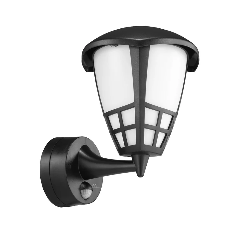 Wandleuchte 1xE27 mit Sensor Maclean, Infrarotsensor, max. Belastung 60W, IP65, schwarz, MCE518 B + LED-Glühbirne E27, 6W 230V Maclean Energy MCE267 WW warmweiß 3000Klm 720lm Retro-Edison dekorativ