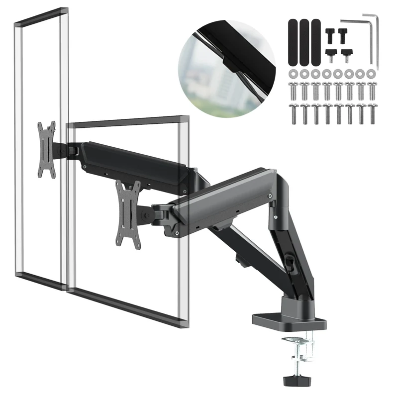 Halterung für 2 Maclean-Monitore, Gasfeder, 17"-32", 2-10kg, schwarz, MC-134
