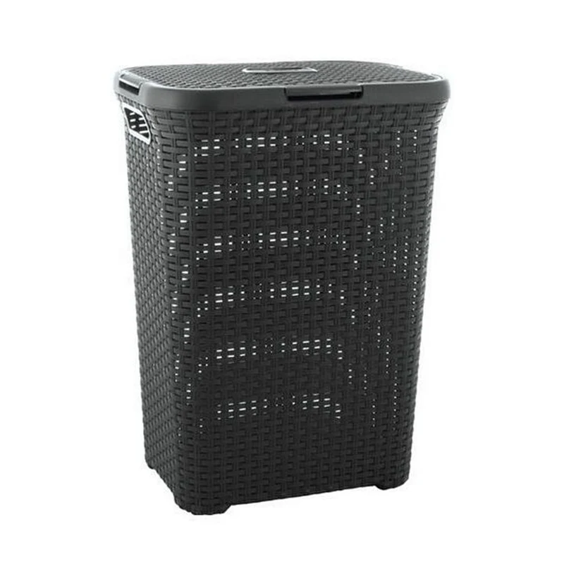 Curver Wäschekorb, durchbrochenes Design, 40L, dunkelgrau, Natural Style