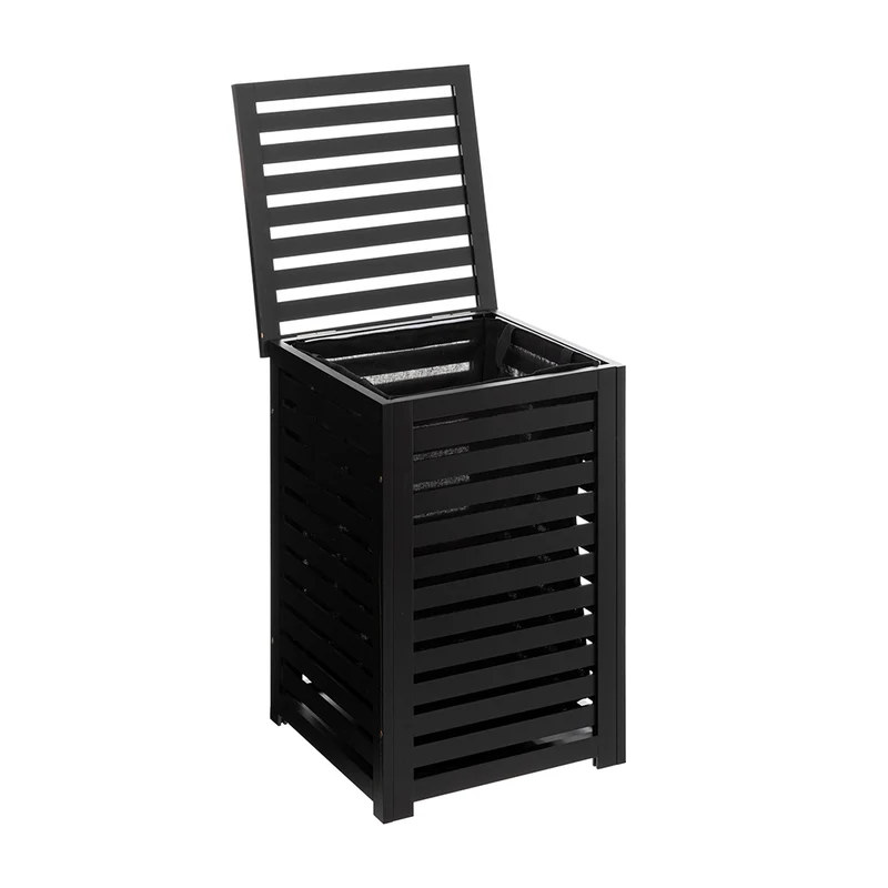 Schwarzer Wäschekorb aus Holz Five®