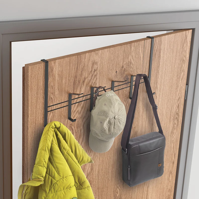 Türgarderobe für aufliegende Türen, 6 Haken, schwarz, Metaltex