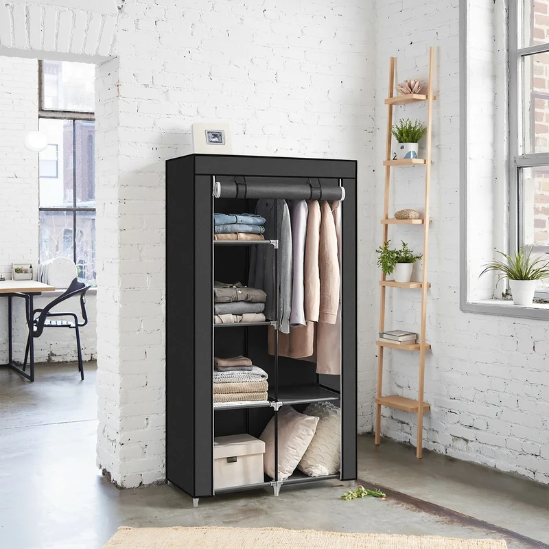 Kleiderschrank, 1 Kleiderstange, 6 Ebenen