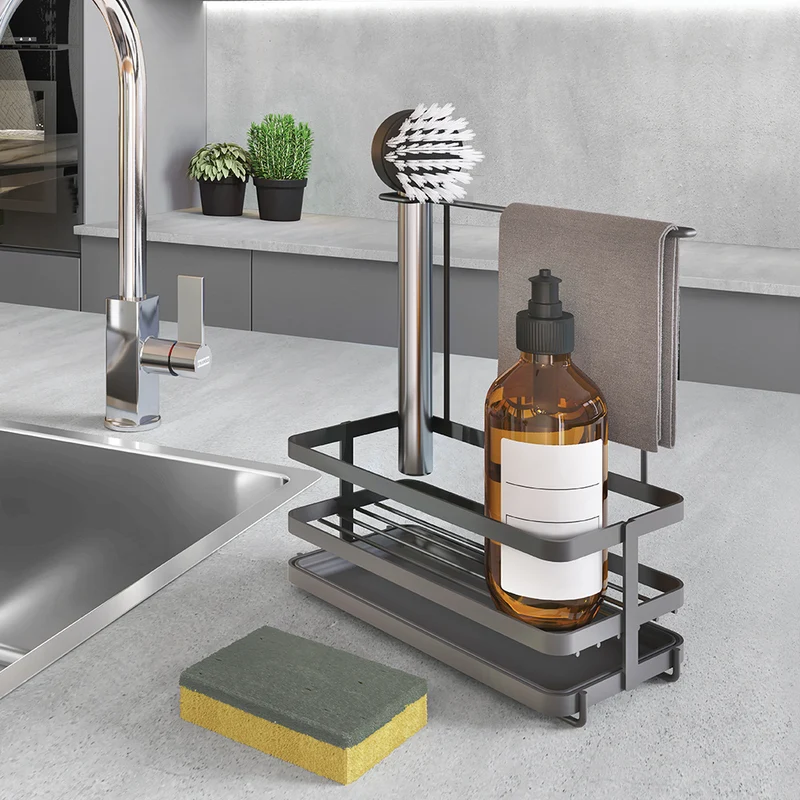 Schwarzer Spülbecken-Organizer von Metaltex