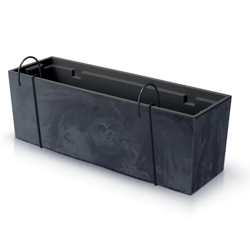 Urbi Case Beton Effect Balkonkasten mit Aufhängung Blumenkasten Blumentopf mit Haken Pflanzkasten 580x180x195mm Anthrazit