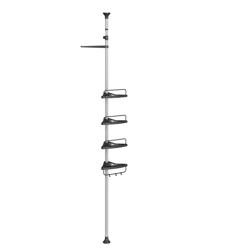 Duschregal höhenverstellbar 95-300 cm aus Edelstah silbern-schwarz