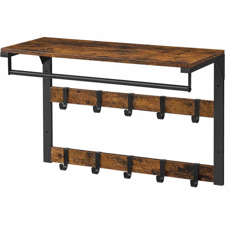 Wandgarderobe mit Ablage und 10 abnehmbaren Haken
