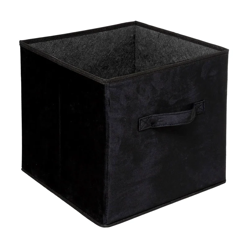 Faltbare schwarze Aufbewahrungsbox aus Samt 31 x 31 x 31 cm Five®