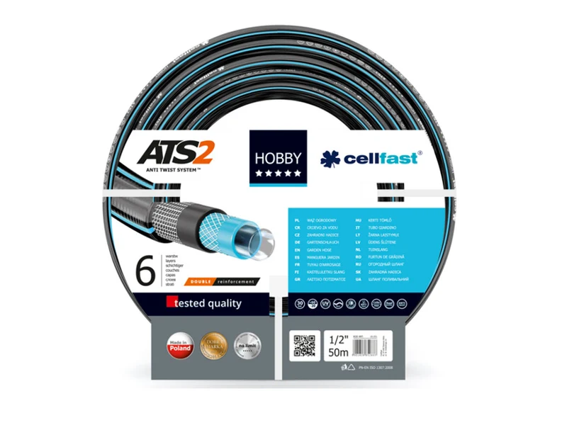 Cellfast Gartenschlauch ATS2 1/2 "50mDer Cellfast HOBBY ATS2 ™ Gartenschlauch ist perfekt für die Gartenarbeit. Es hat eine Länge von 50 m und einen Durchmesser von 1/2 ".