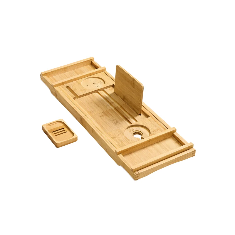 Badewannenablage ausziehbar aus Bambus naturbeige