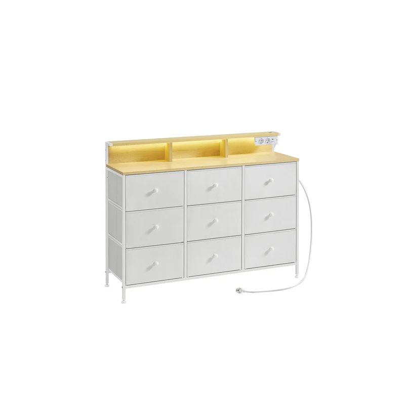 Kommode, Aufbewahrungsschrank mit 9 Schubladen und LED-Beleuchtung